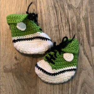 EUC hand knit crochet booties